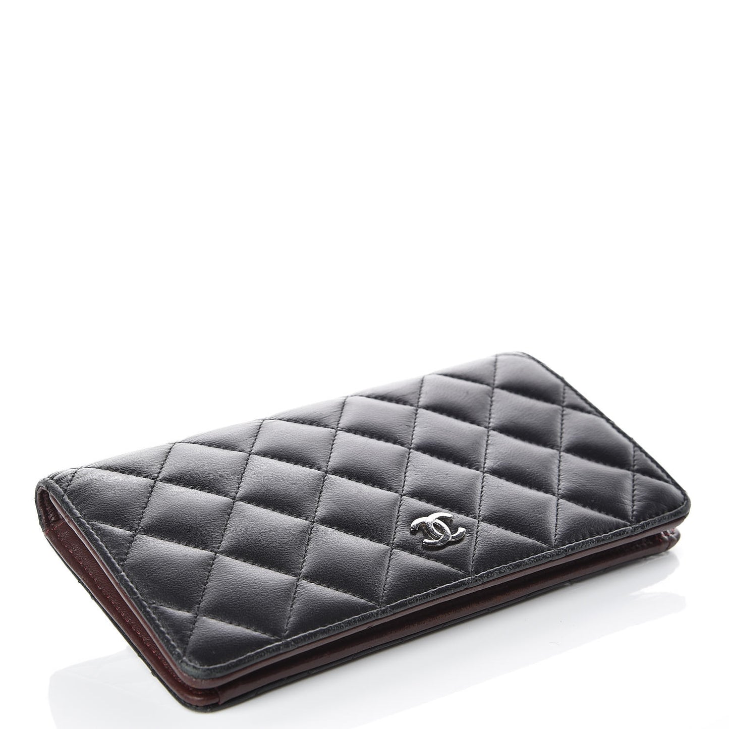 Lambskin Quilted Yen Wallet Black