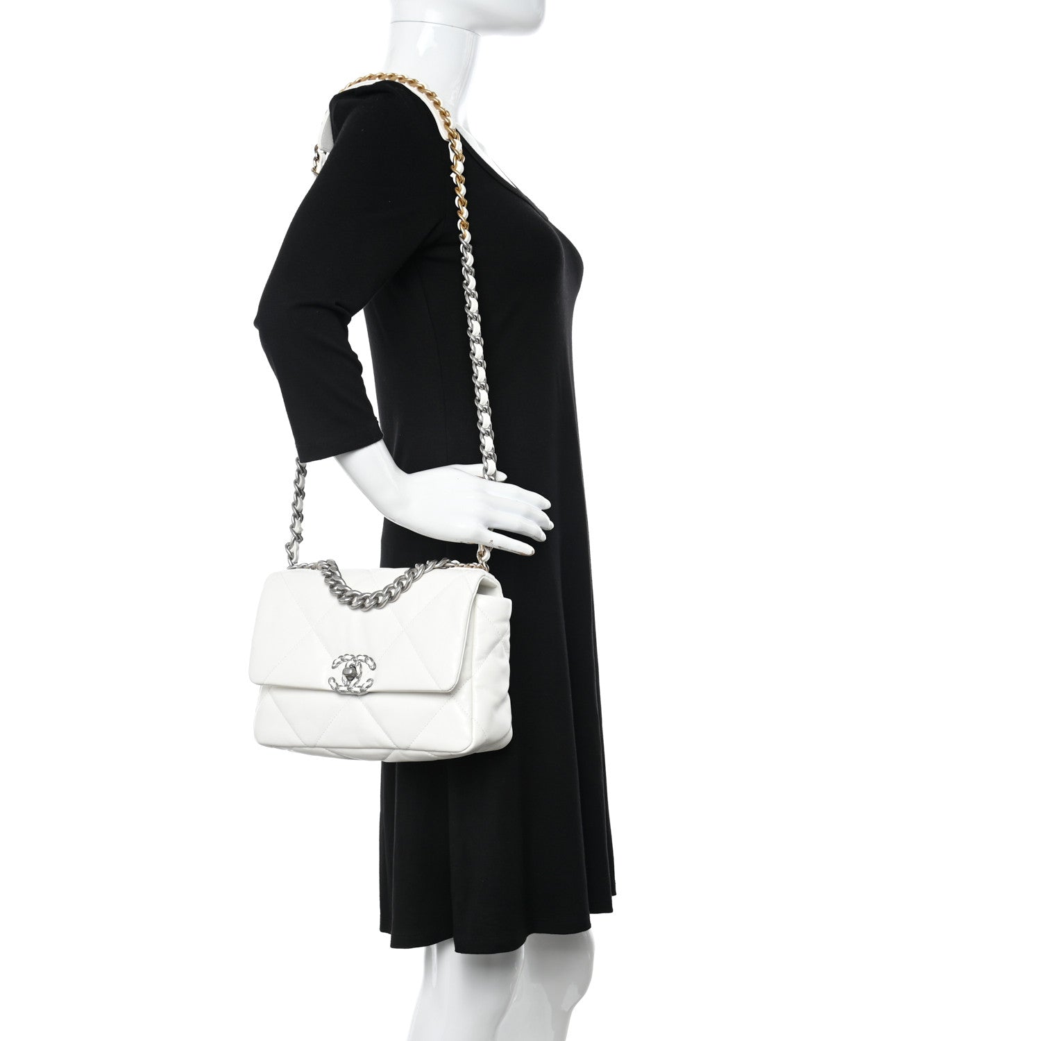 Chanel Lambskin Quilted Medium Chanel 19 Flap White 2 of 11