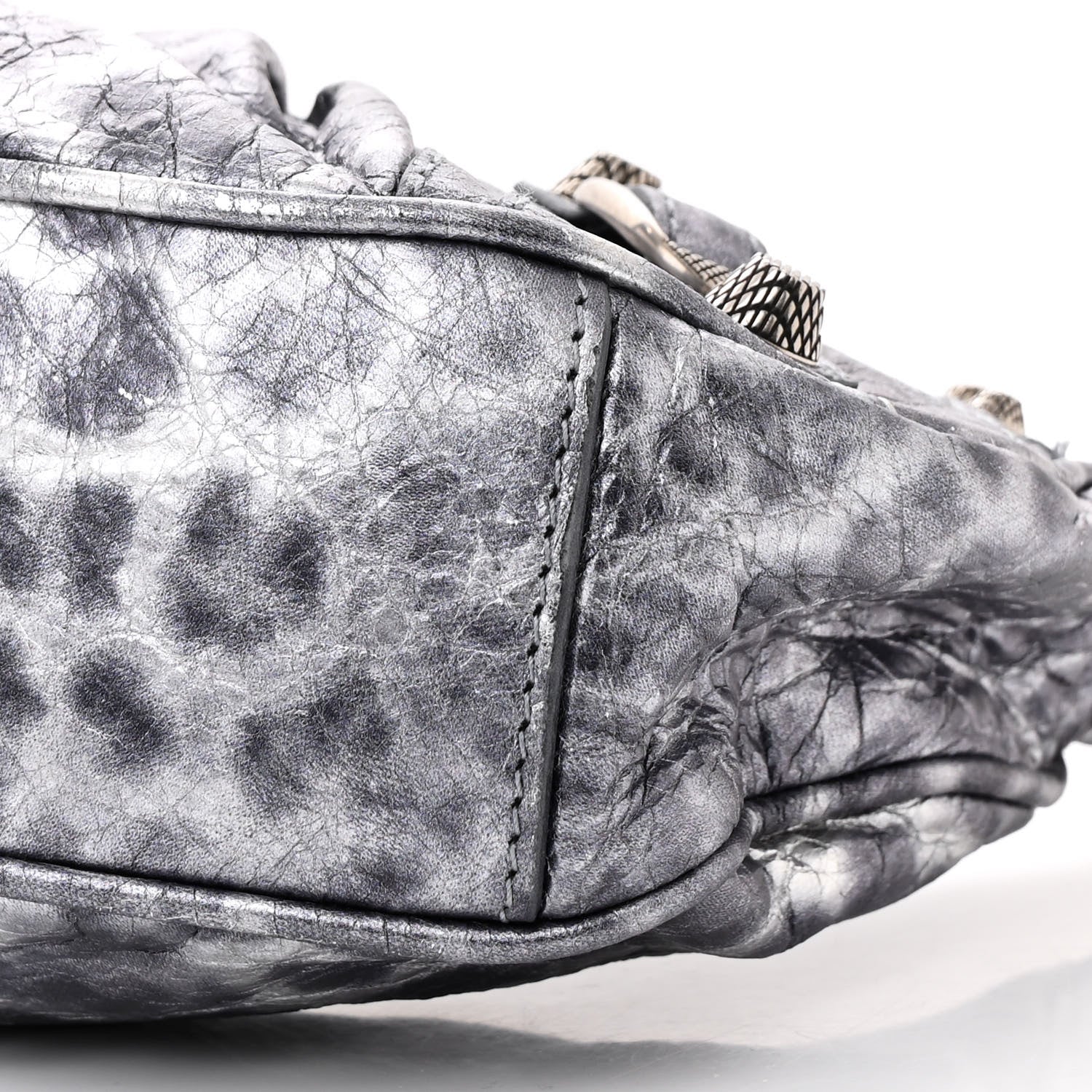 Balenciaga Metallic Agneau Arena Leopard Le Cagole Shoulder Bag XS Dark Grey 12 of 12