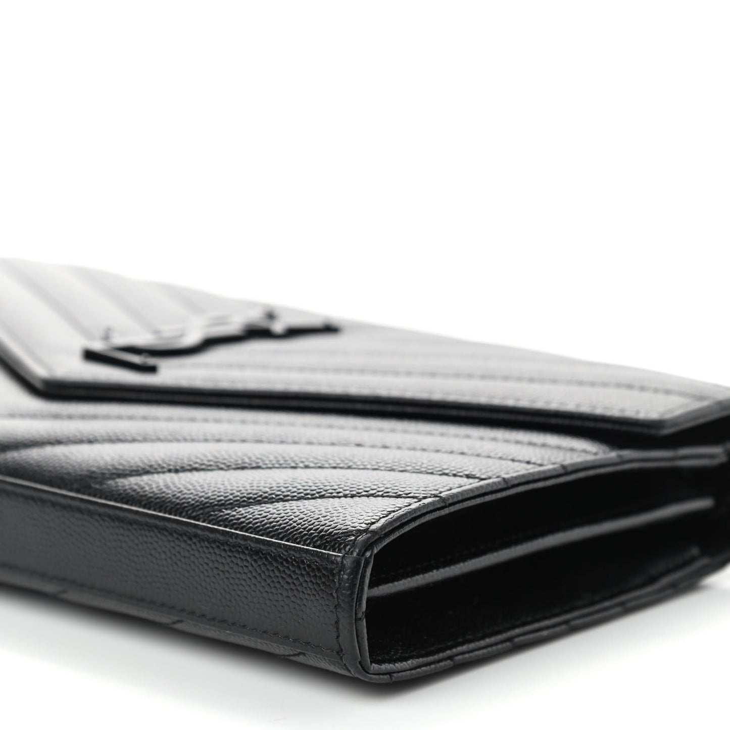 Grain De Poudre Matelasse Chevron Monogram Chain Wallet Black