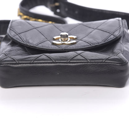 Chanel Calfskin Diamond Embossed Flap Waist Belt Bag Black 9 of 14