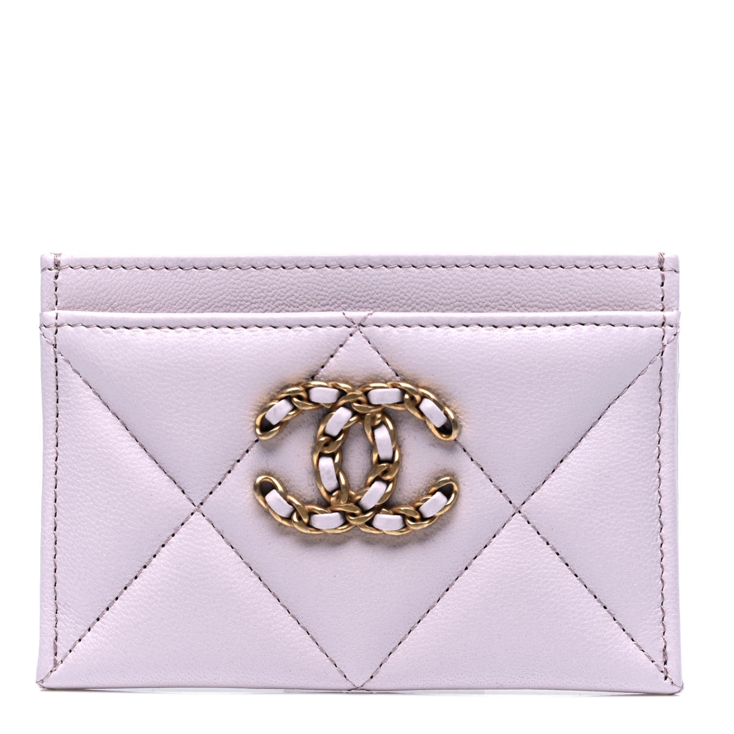Chanel Lambskin Quilted Chanel 19 Card Holder Light Purple 1 of 5