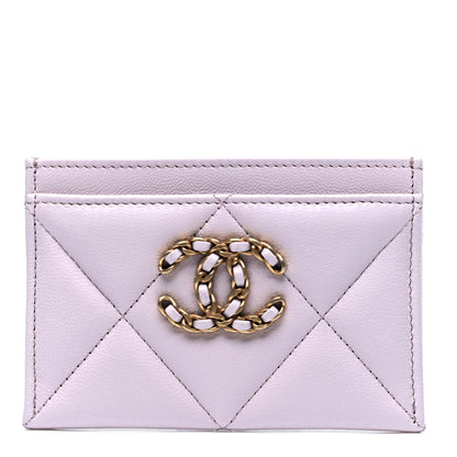 Chanel Lambskin Quilted Chanel 19 Card Holder Light Purple 1 of 5