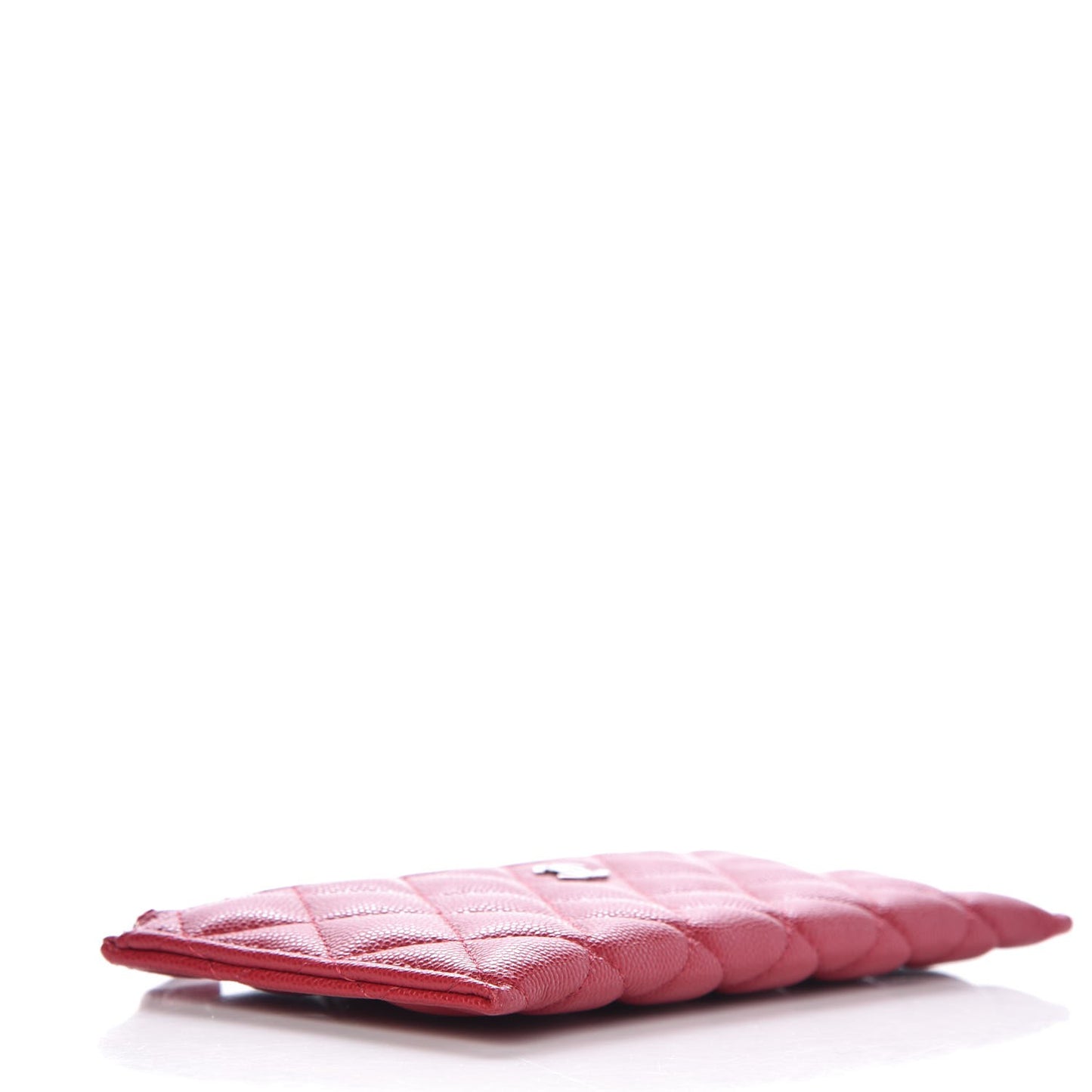 Iridescent Caviar Quilted Classic Zip Pouch Pink