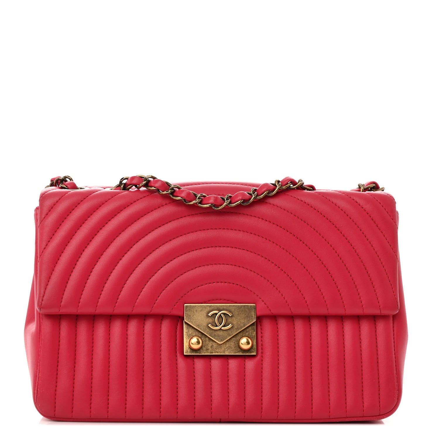 Chanel Lambskin Borse Romane Single Flap Dark Pink 1 of 14