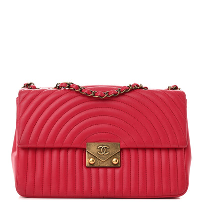 Chanel Lambskin Borse Romane Single Flap Dark Pink 1 of 14