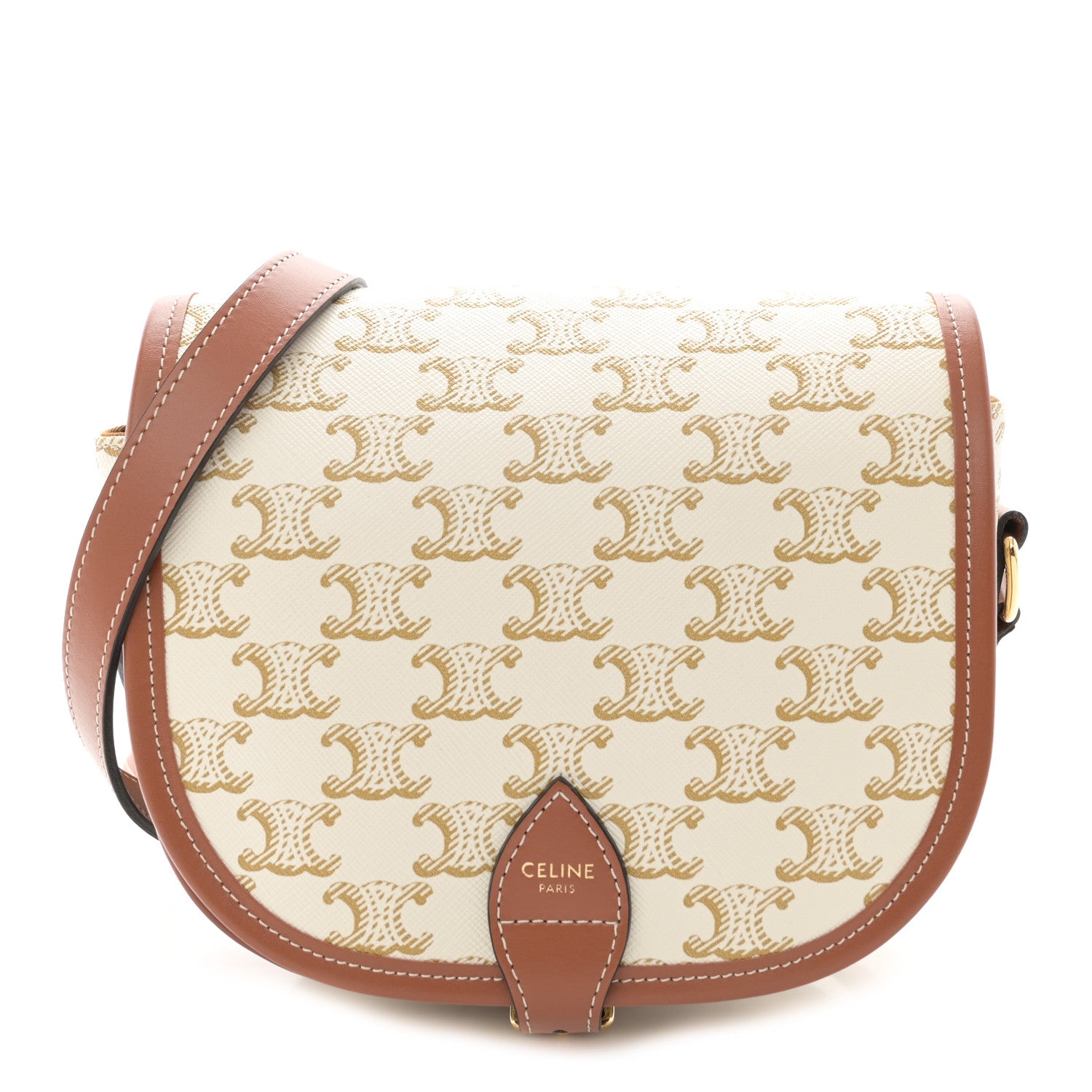 Celine Triomphe Canvas Medium Folco Bag White 1 of 11