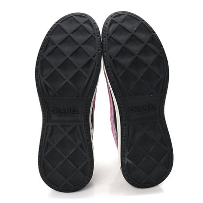Chanel Suede Calfskin Nylon Grosgrain CC Sneakers 40.5 Dark Pink 6 of 11