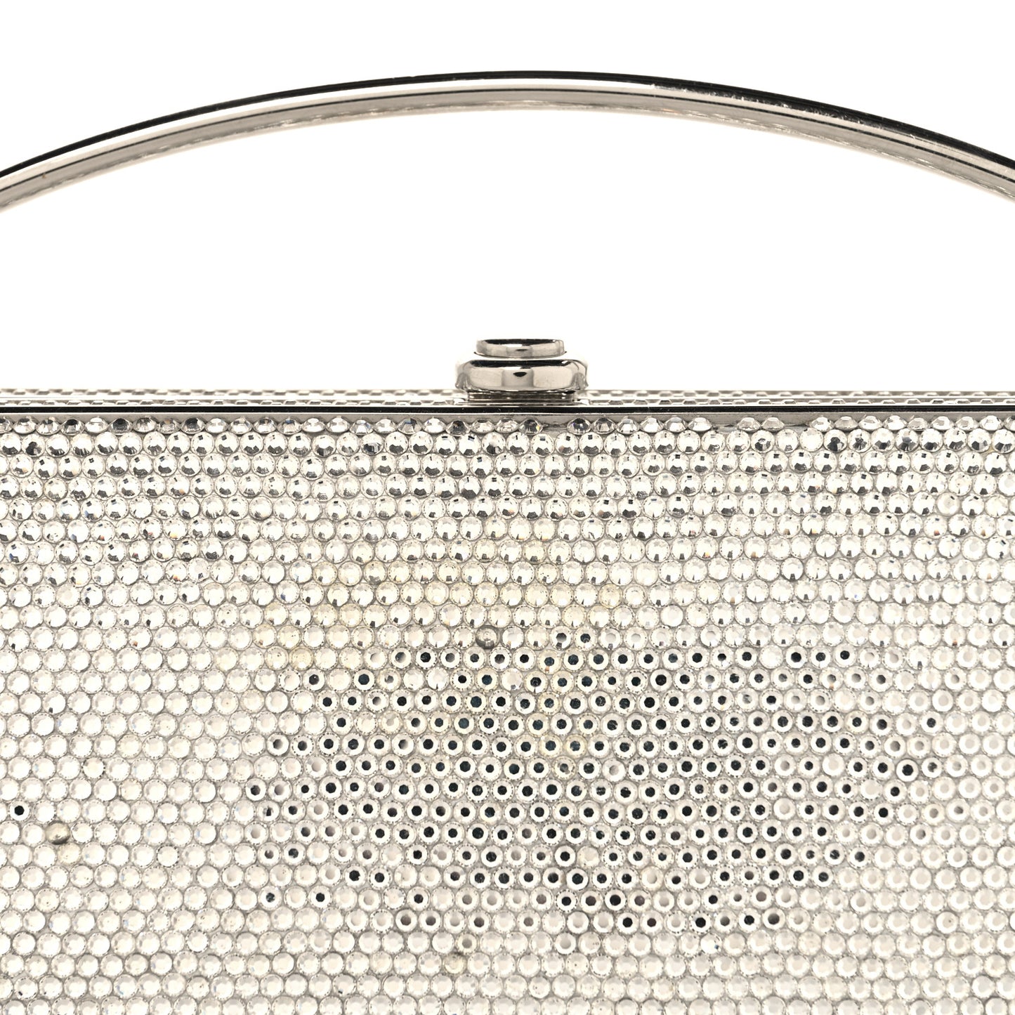 Swarovski Crystal Top Handle Minaudiere Clutch Silver