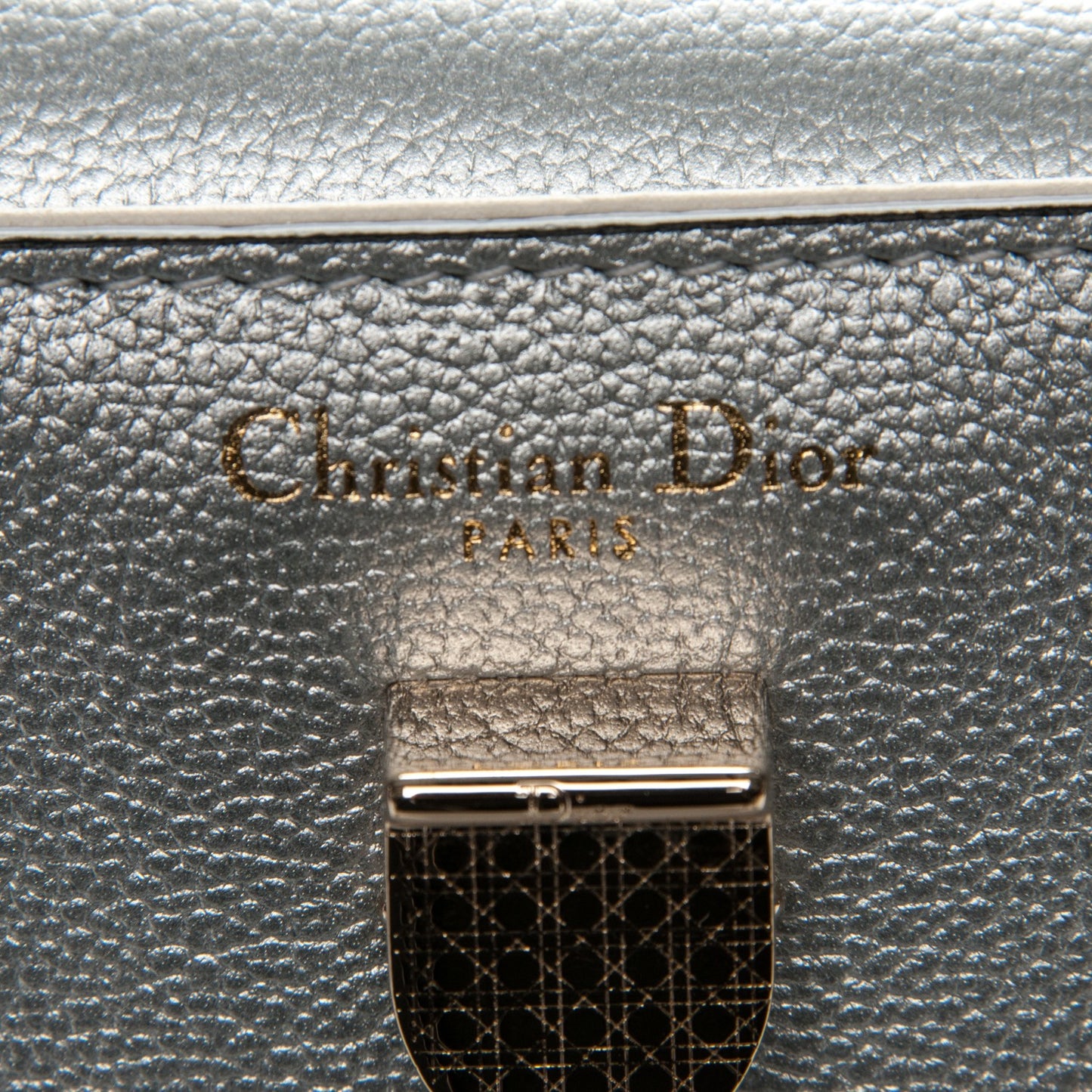 Grained Calfskin Mini Diorever Flap Silver