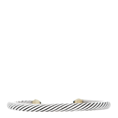 David Yurman Sterling Silver 14K Yellow Gold Black Onyx 5mm Cable Classics Petite Color Bracelet 2 of 3