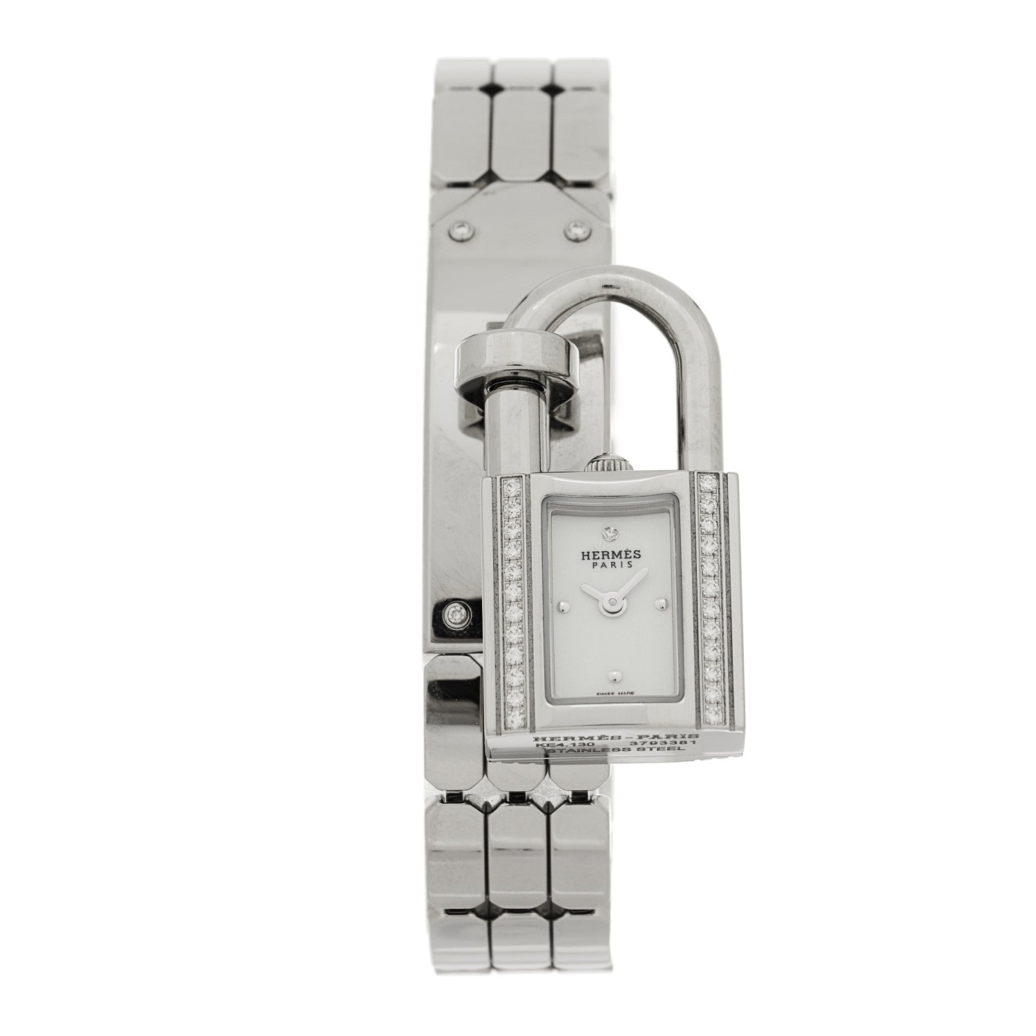 Hermes Stainless Steel Diamond 16mm Kelly Quartz Watch 1 of 5