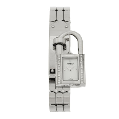 Hermes Stainless Steel Diamond 16mm Kelly Quartz Watch 1 of 5