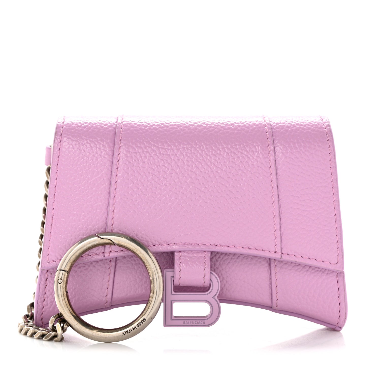 Grained Calfskin Tonal B Hourglass Chain Cardholder Lilac