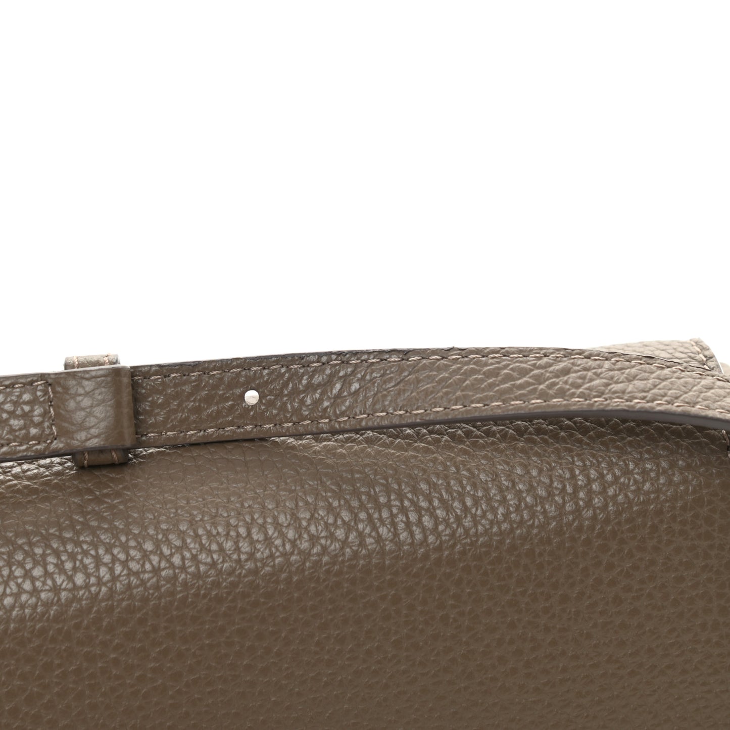 Pebbled Calfskin Studded Shoulder Bag Grey
