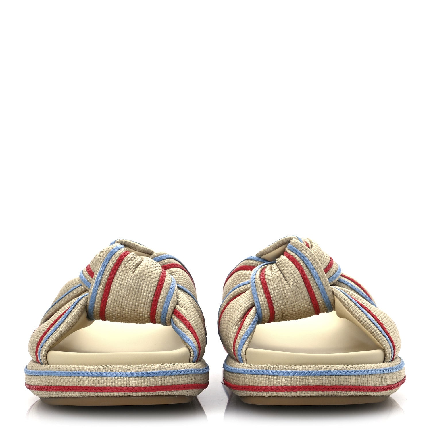 Fendi Raffia Cursive Logo Embroidered Mix Slide Sandals 39 Giallo 3 of 13