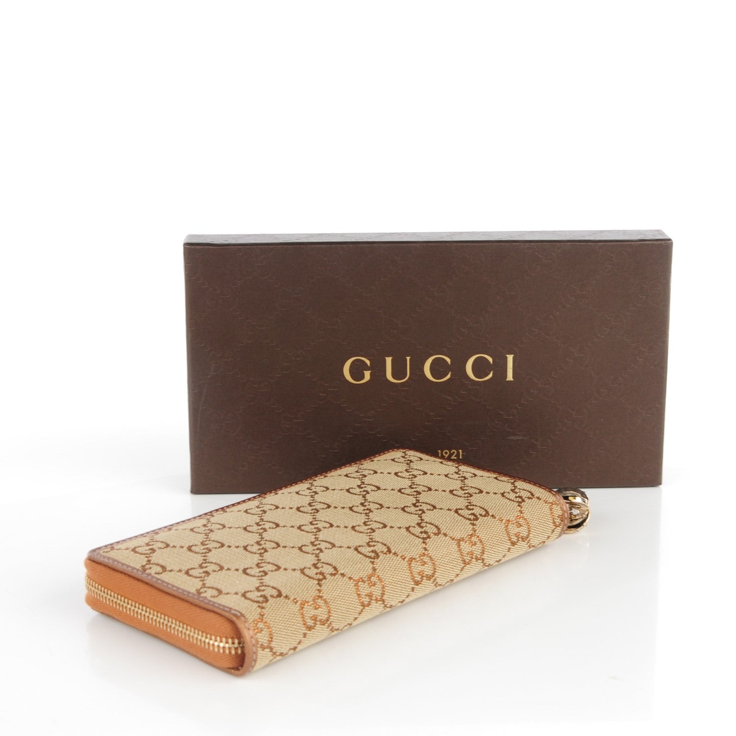 Gucci Monogram Twins Large Zip Around Wallet Metallic Bronze 4 of 7