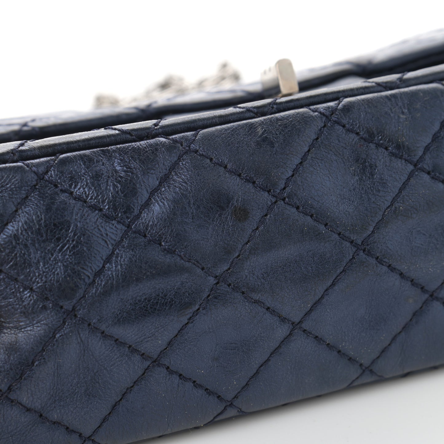 Metallic Aged Calfskin Quilted 2.55 Reissue 224 Flap Blue