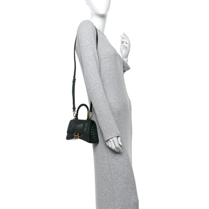 Balenciaga Shiny Calfskin Crocodile Embossed Hourglass Top Handle Bag XS Forest Green 2 of 10