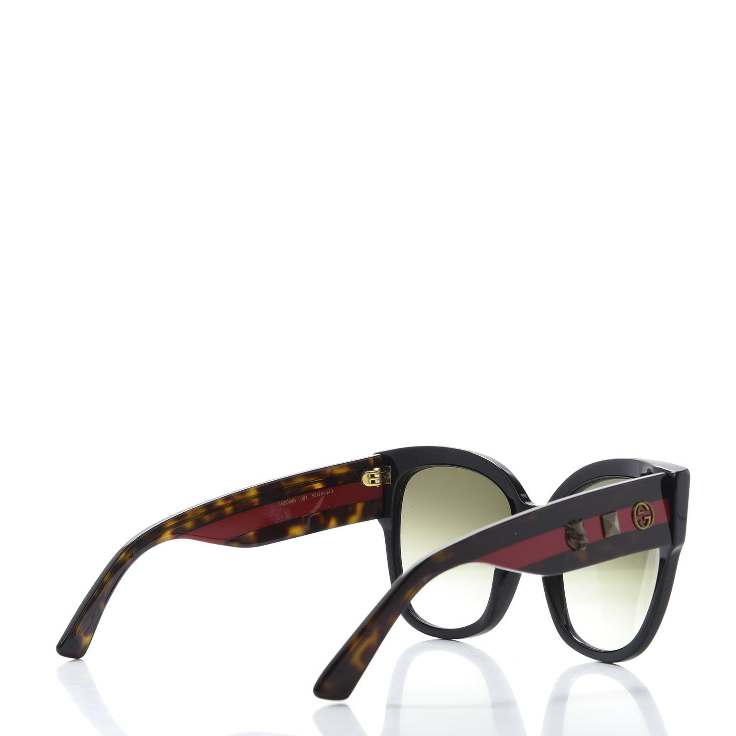 Gucci Acetate Square Frame Web Sunglasses GG0059S Black Tortoise 4 of 8