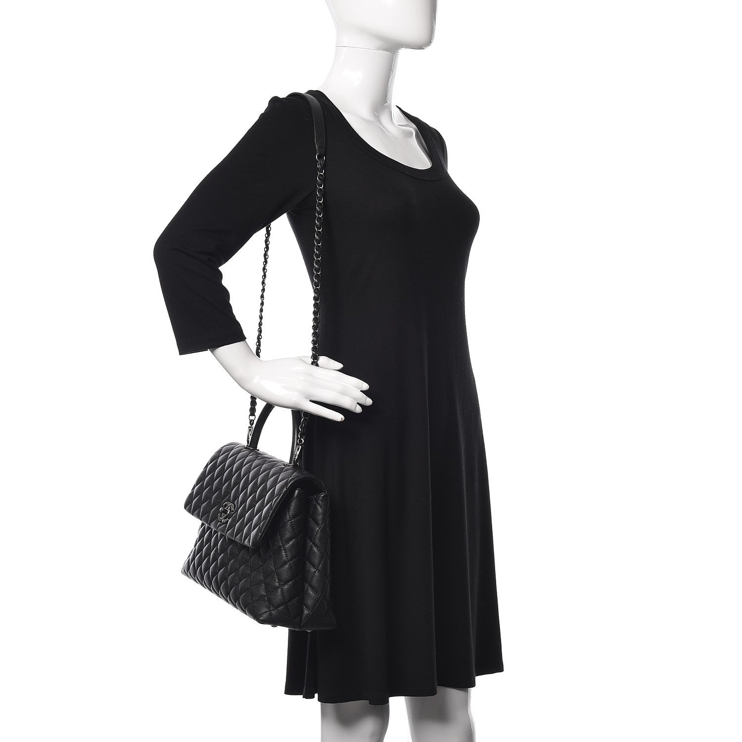Chanel Caviar Quilted Medium Coco Handle Flap Black 2 of 10