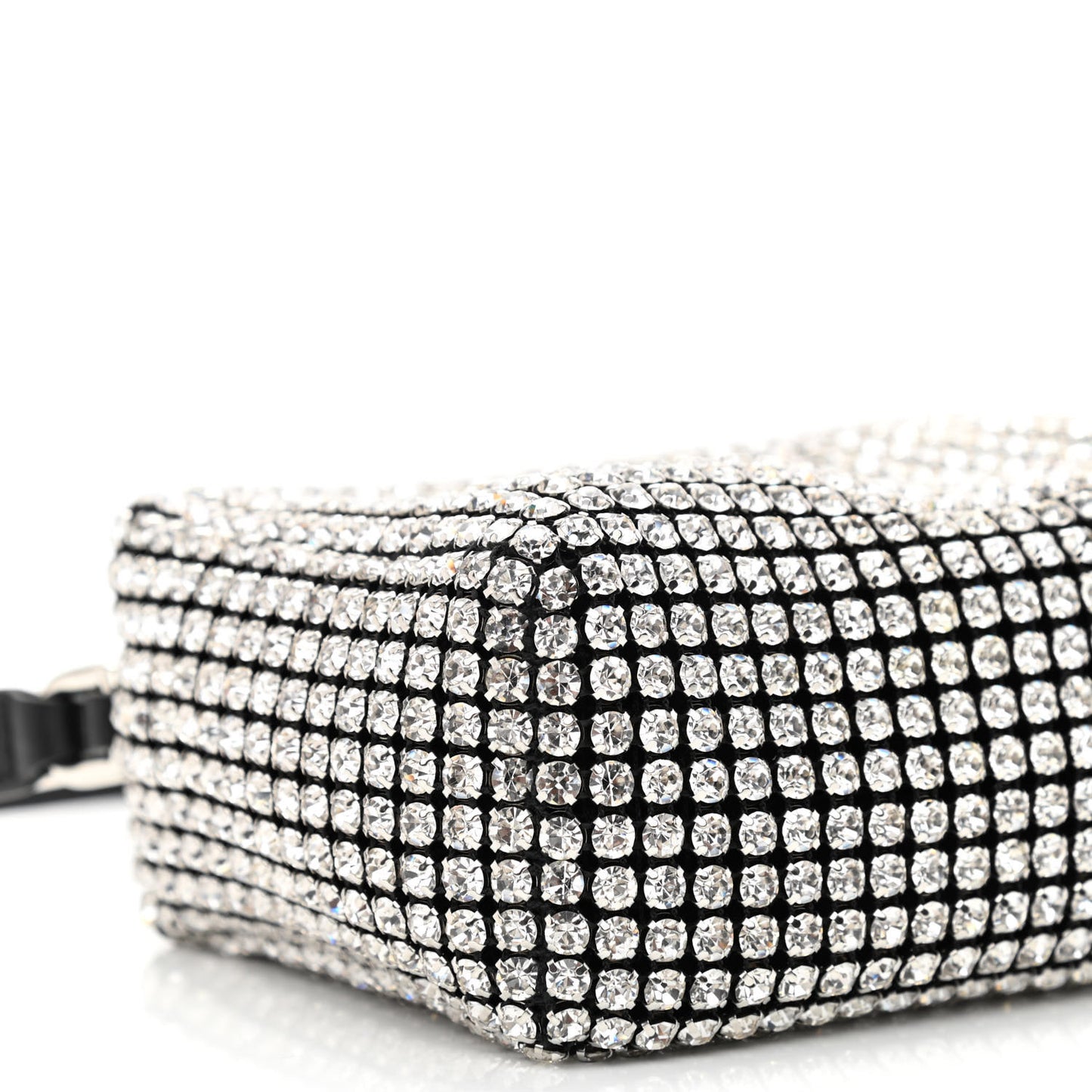 Mesh Crystal Rhinestone Mini Heiress Pouch Black Silver