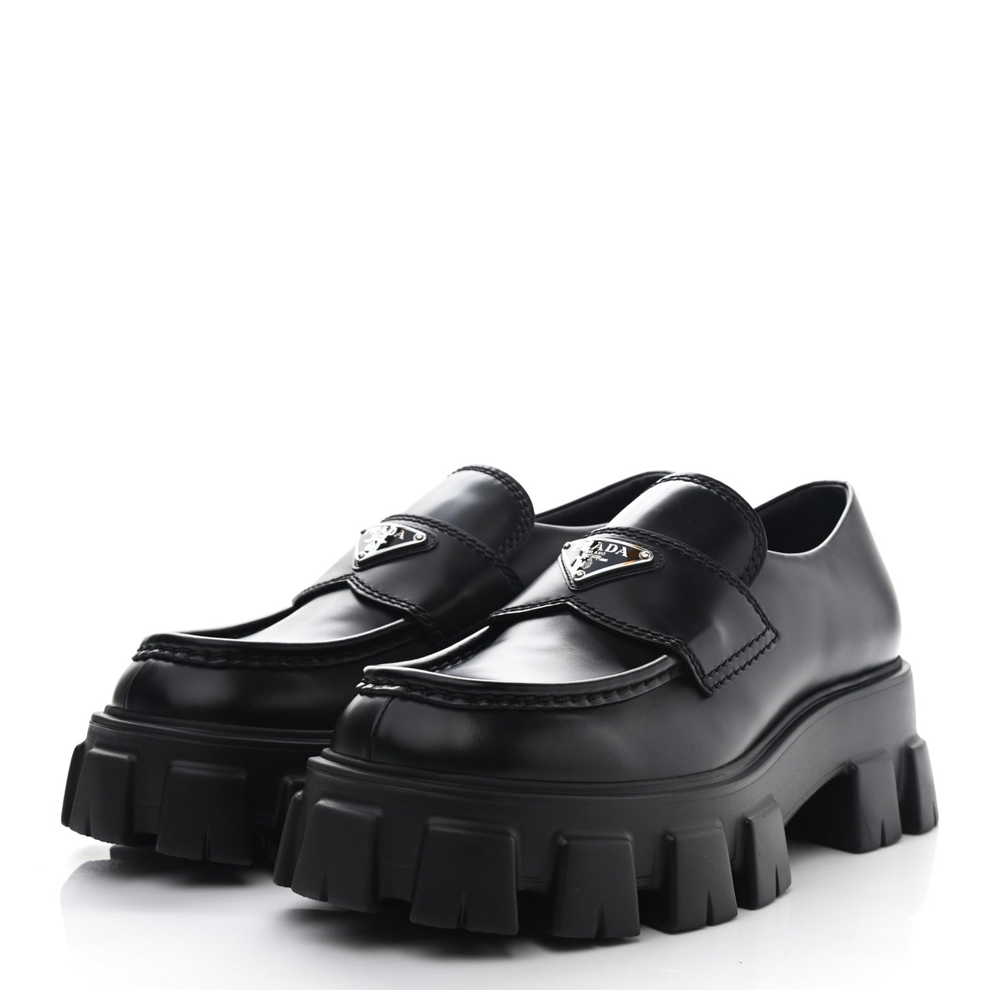 Spazzolato Rois Metal Triangle Logo Mens Monolith 60mm Loafers 6 Black