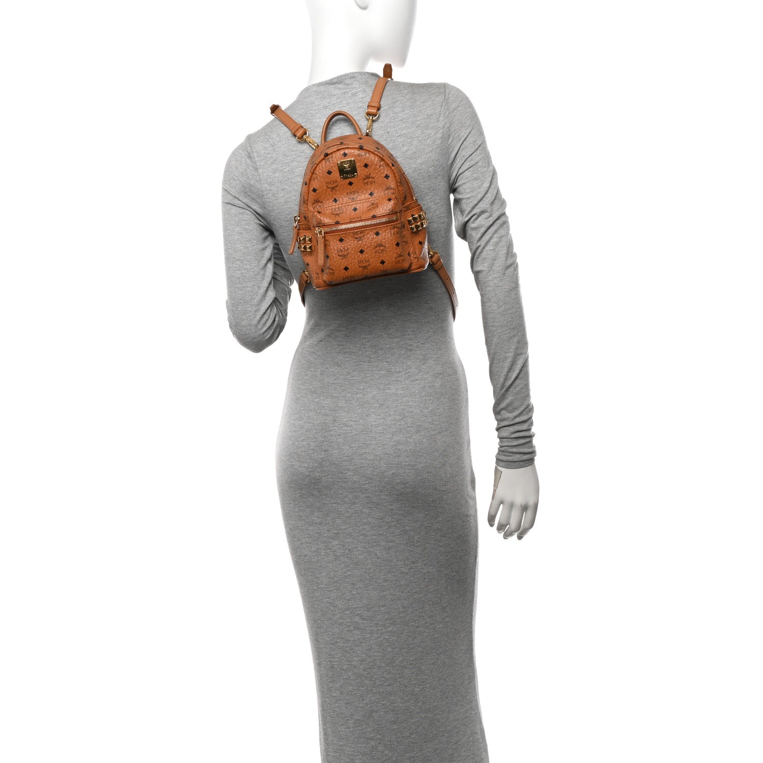 MCM Visetos Side Stud X-Mini Stark Backpack Cognac 2 of 9