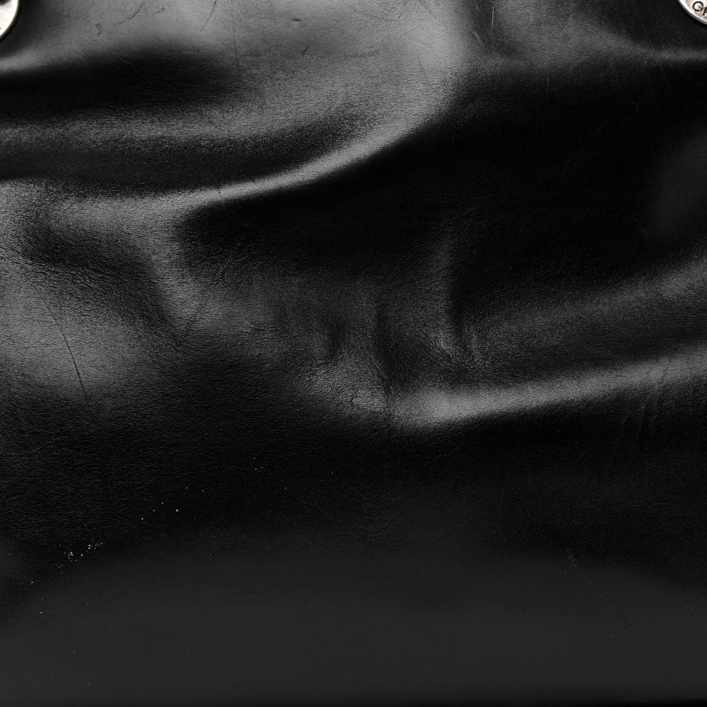 Glazed Calfskin Boy Tote Black Beige