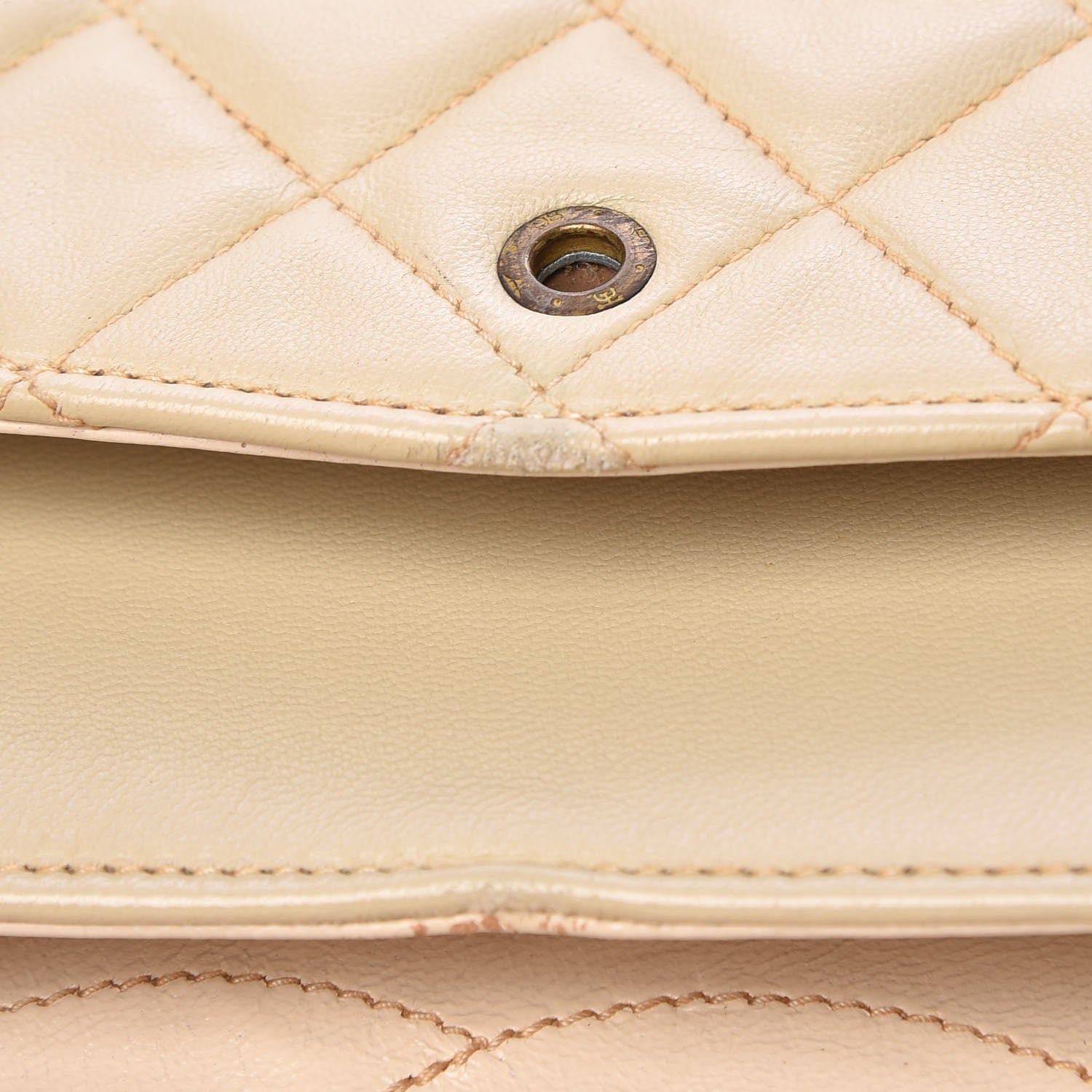 Chanel Lambskin Quilted Medium Double Flap Beige 13 of 18