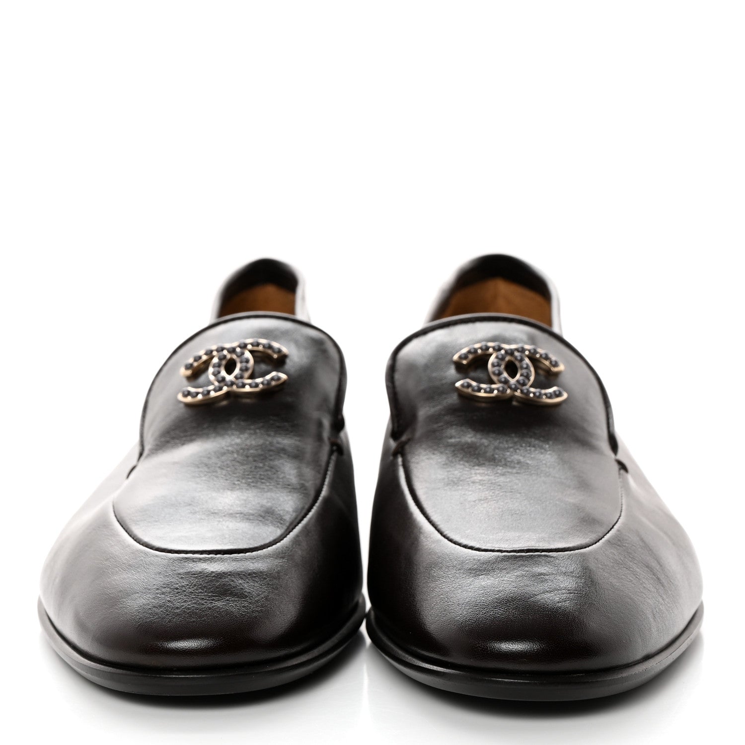Chanel Shiny Calfskin CC Loafers 40 Dark Brown 2 of 9