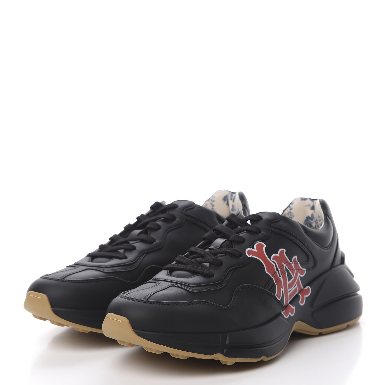 Gucci X MLB Calfskin LA Dodgers Mens Rhyton Sneakers 9 Black 3 of 9
