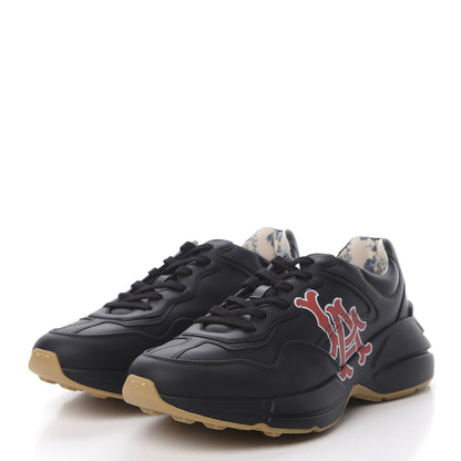 Gucci X MLB Calfskin LA Dodgers Mens Rhyton Sneakers 9 Black 3 of 9