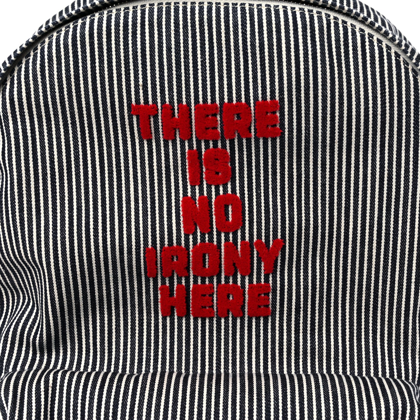 Canvas Striped Medium Backpack Black White