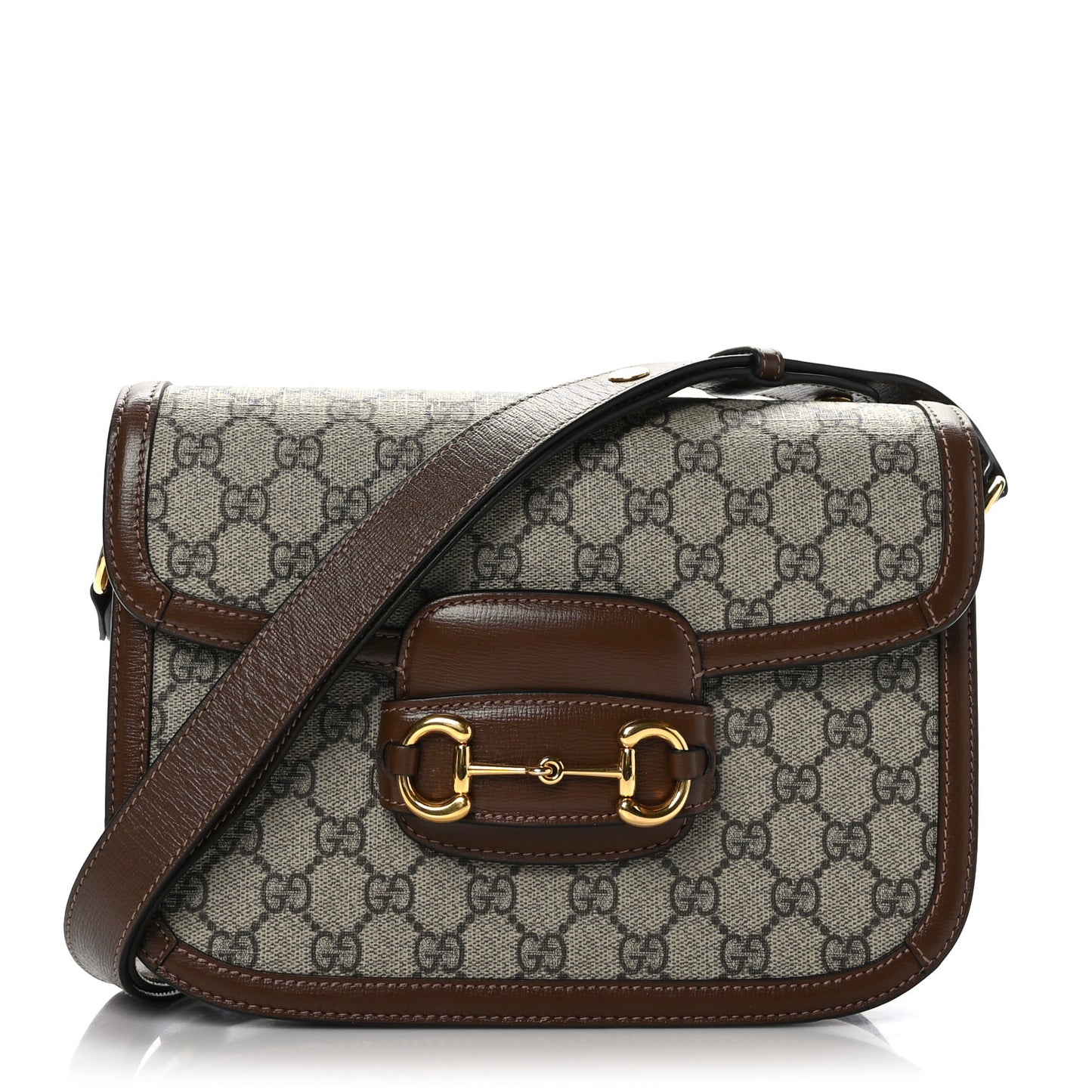 GG Supreme Monogram Horsebit 1955 Shoulder Bag Beige Brown Sugar