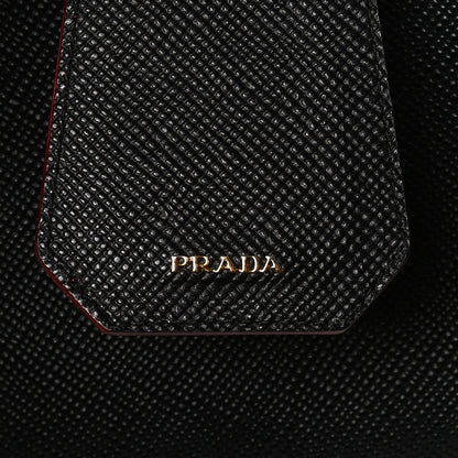 Prada Saffiano Cuir Medium Double Bag Black Fuoco 8 of 12