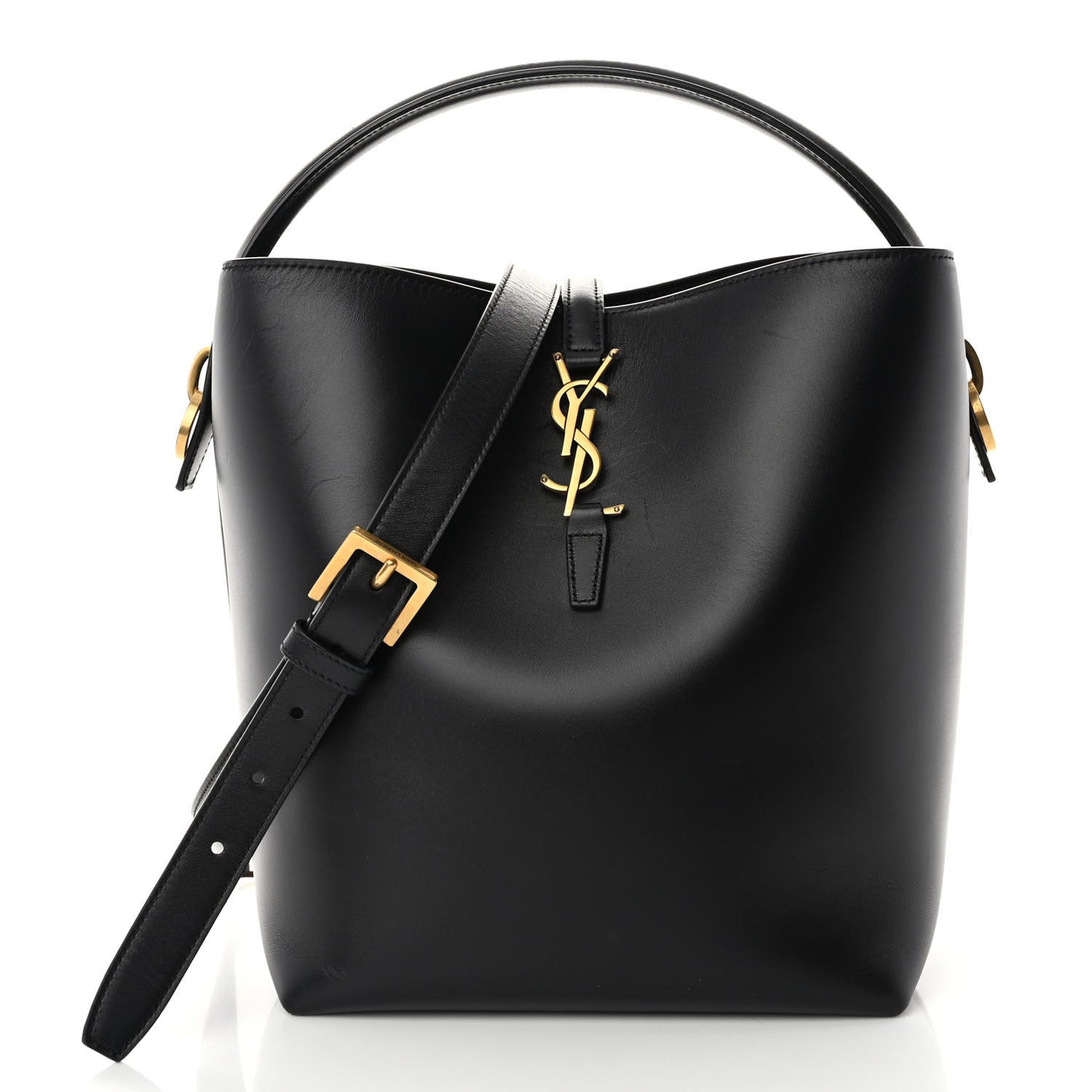 Shiny Calfskin Le 37 Bucket Bag Black