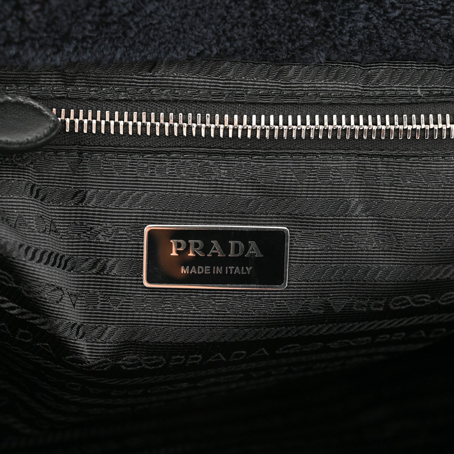 Prada Terry Cloth Tote Bag Black White 6 of 9