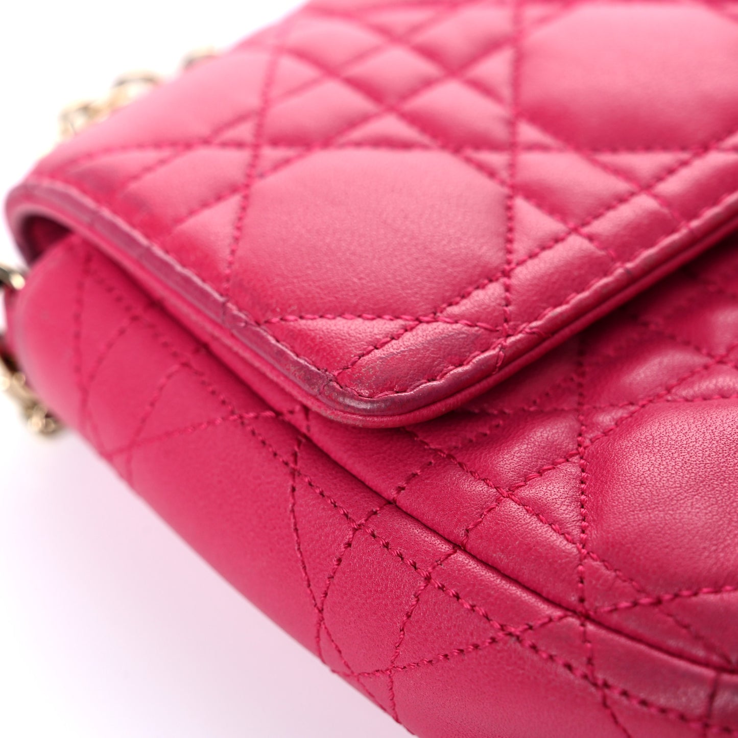 Lambskin Cannage Miss Dior Promenade Pouch Fuchsia