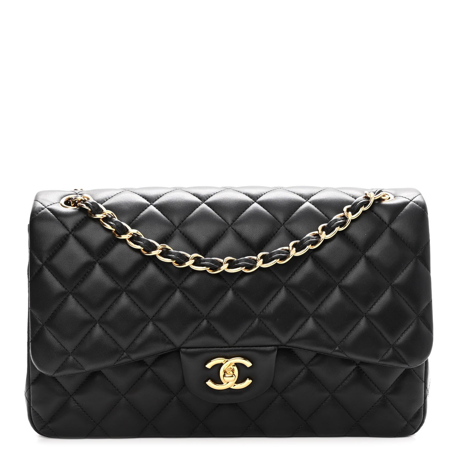Chanel Lambskin Quilted Jumbo Double Flap Black 1 of 11