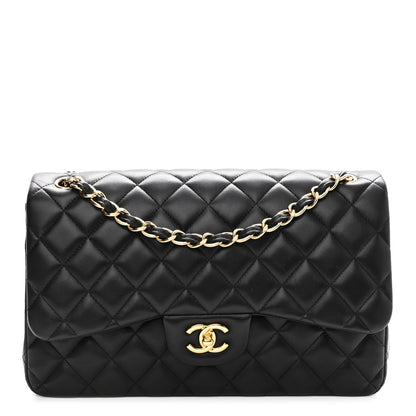 Chanel Lambskin Quilted Jumbo Double Flap Black 1 of 11