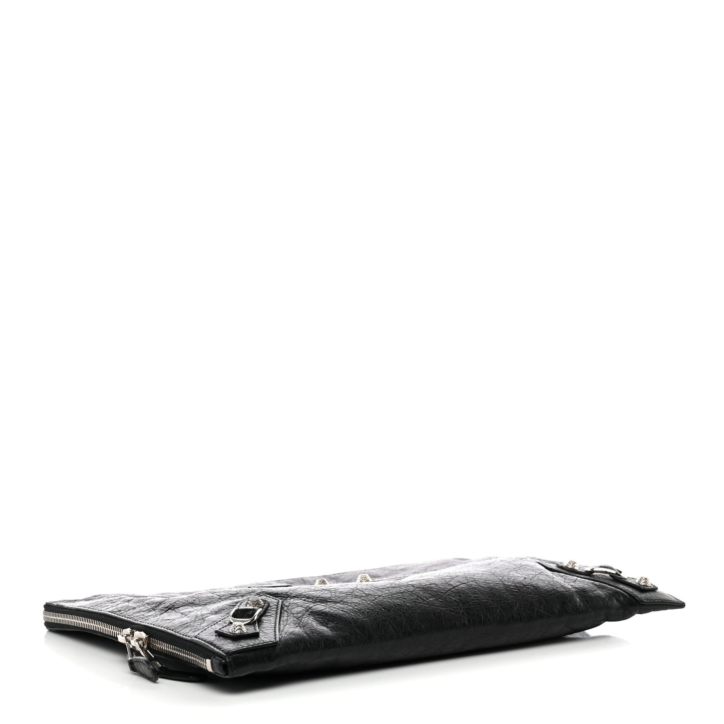 Agneau Giant 12 Silver Hardware Pouch Clutch Black