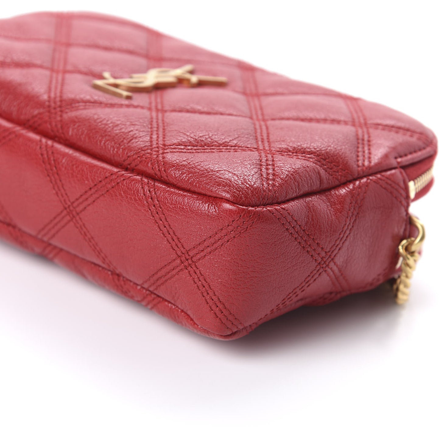 Grained Lambskin Quilted Mini Becky Double Zip Bag Rouge Eros