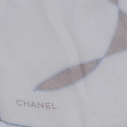 Chanel Silk Muslin Camellia Stole Blue Taupe Cream 3 of 6