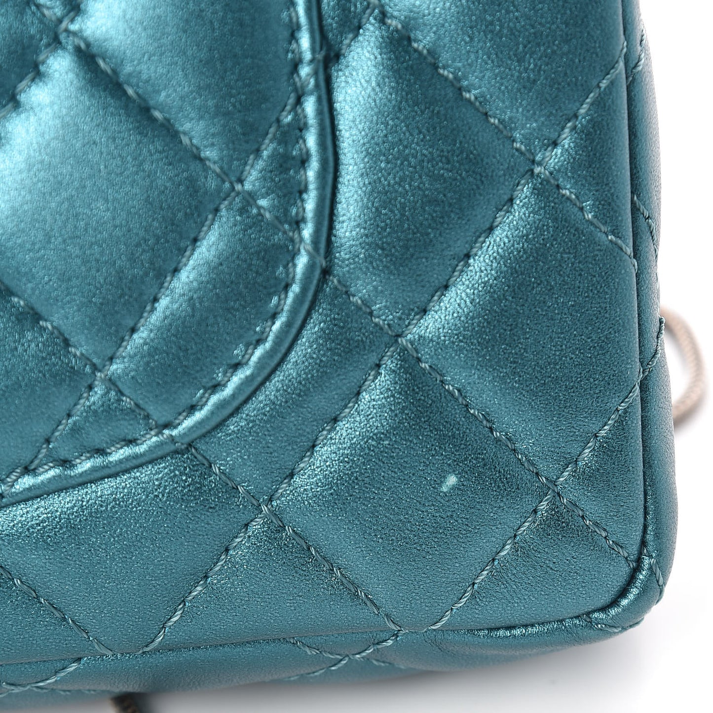 Metallic Calfskin Quilted Snake Chain 2.55 Reissue Flap Turquoise
