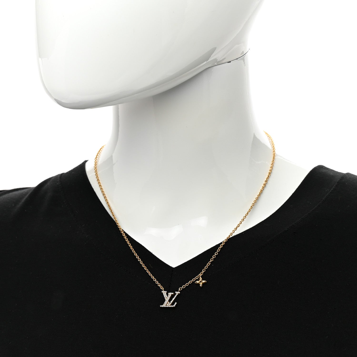 Louis Vuitton Metal Crystal LV Iconic Necklace Gold 2 of 5