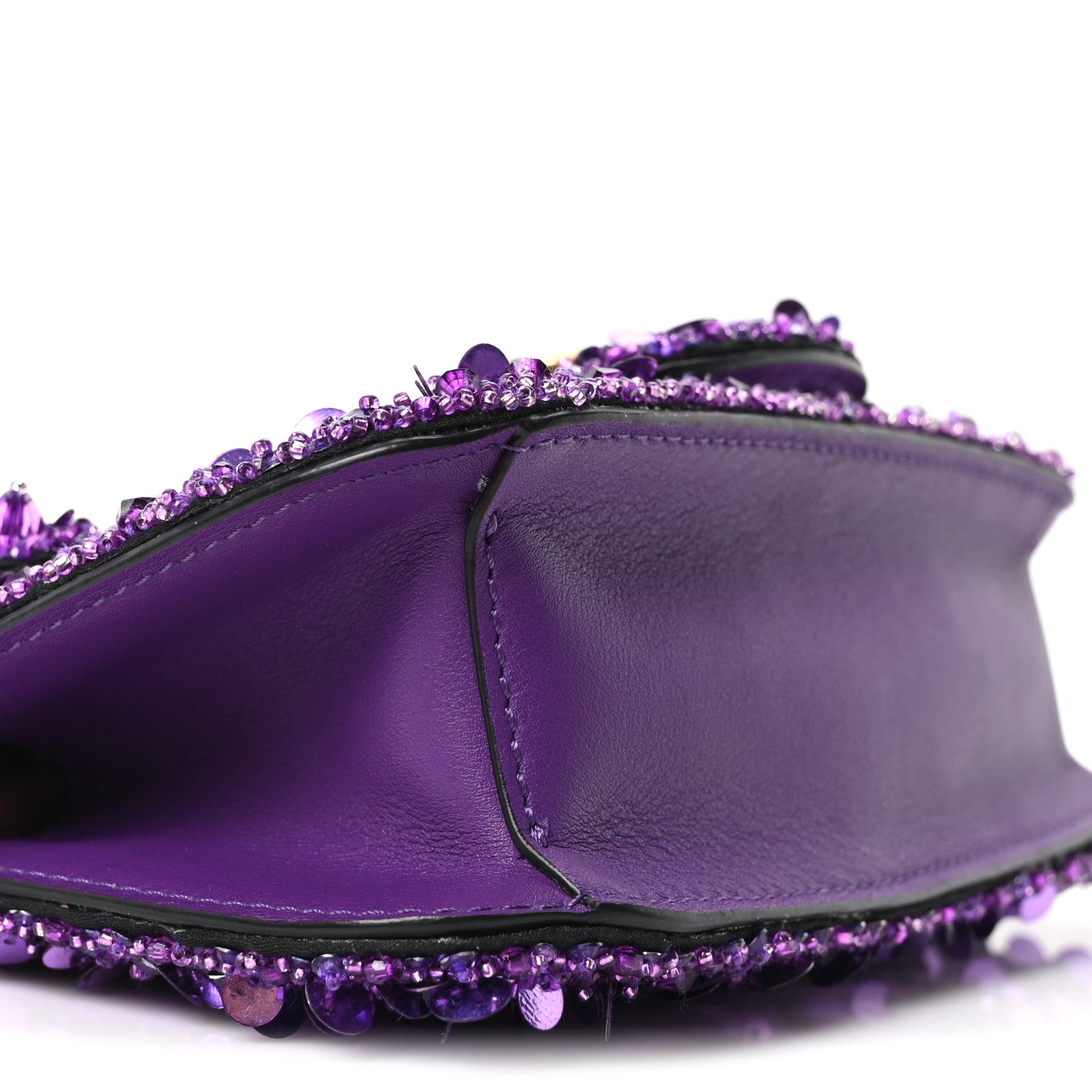 Valentino Garavani Sequin Crystal Vlogo Embroidered Small Loco Shoulder Bag Astral Purple 8 of 9