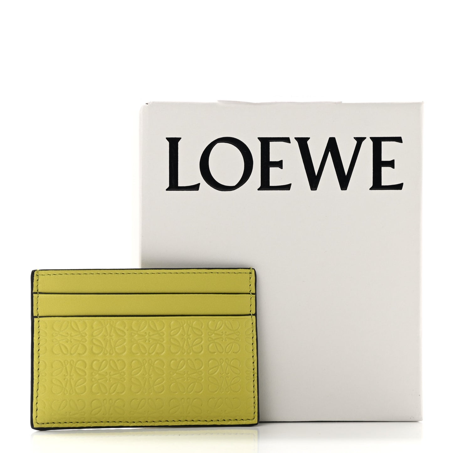 Calfskin Embossed Anagram Cardholder Lime Yellow
