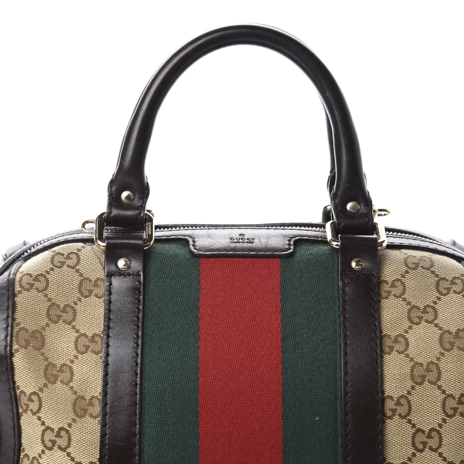 Gucci Monogram Vintage Web Small Boston Dark Brown 11 of 11
