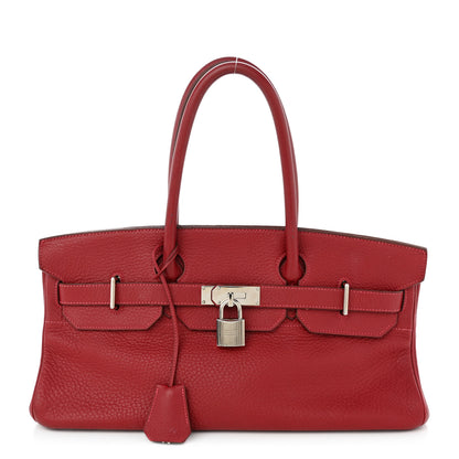 Hermes Taurillon Clemence JPG Shoulder Birkin 42 Rouge Casaque 1 of 14